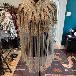 Nasty Gal Gold and Black Beaded Cape